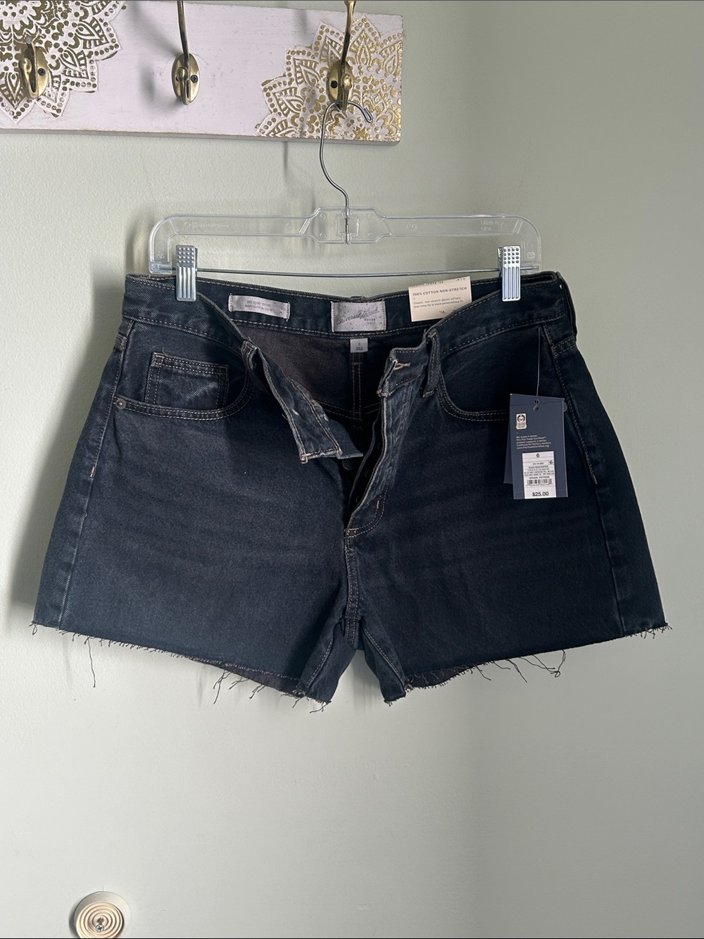 Universal Thread Black High-Rise Raw Hem Jean Shorts